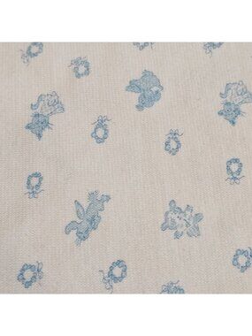 VTG Carters Baby Blanket White Blue‎ Critters Pastel Cat Bear Soft Cotton 36x36